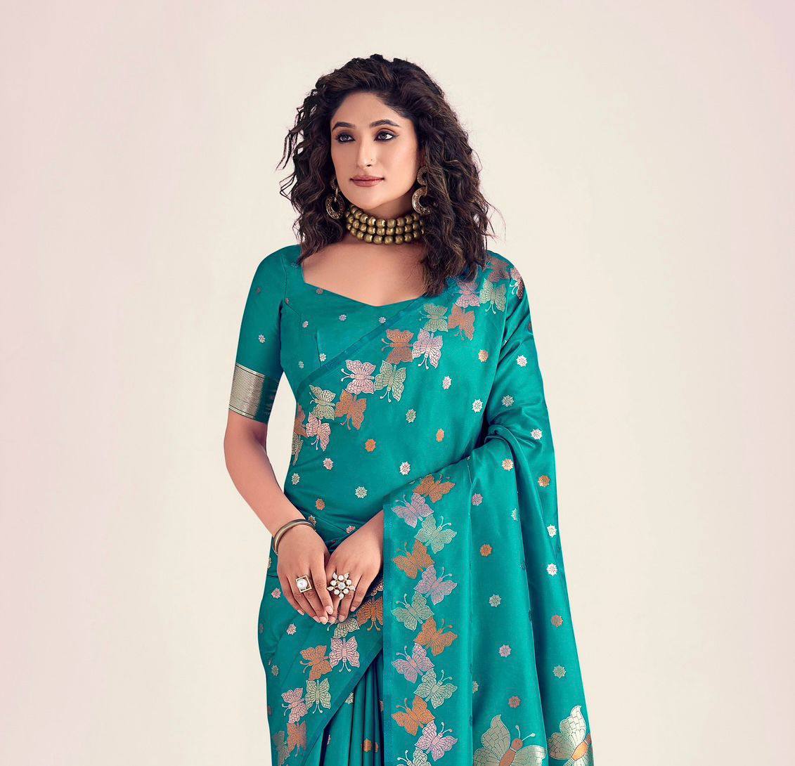 Soft Lichi Silk Saree with Butterfly Pallu