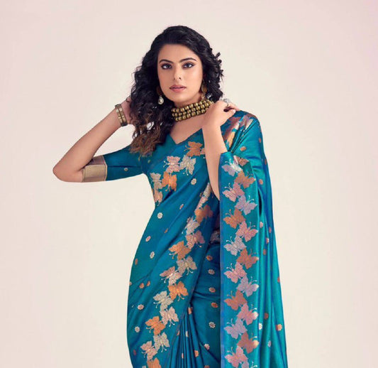 Soft Lichi Silk Saree with Butterfly Pallu