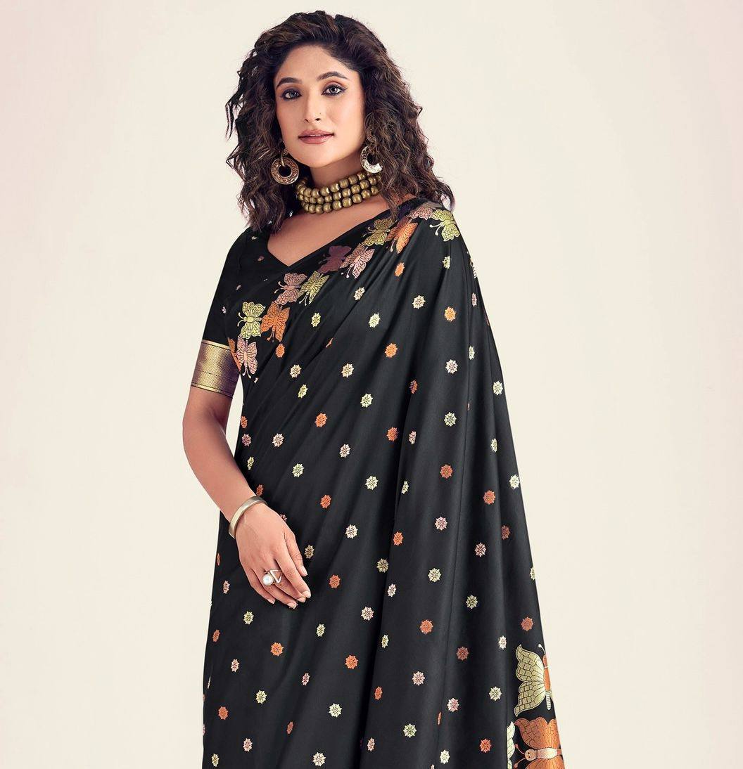 Soft Lichi Silk Saree with Butterfly Pallu