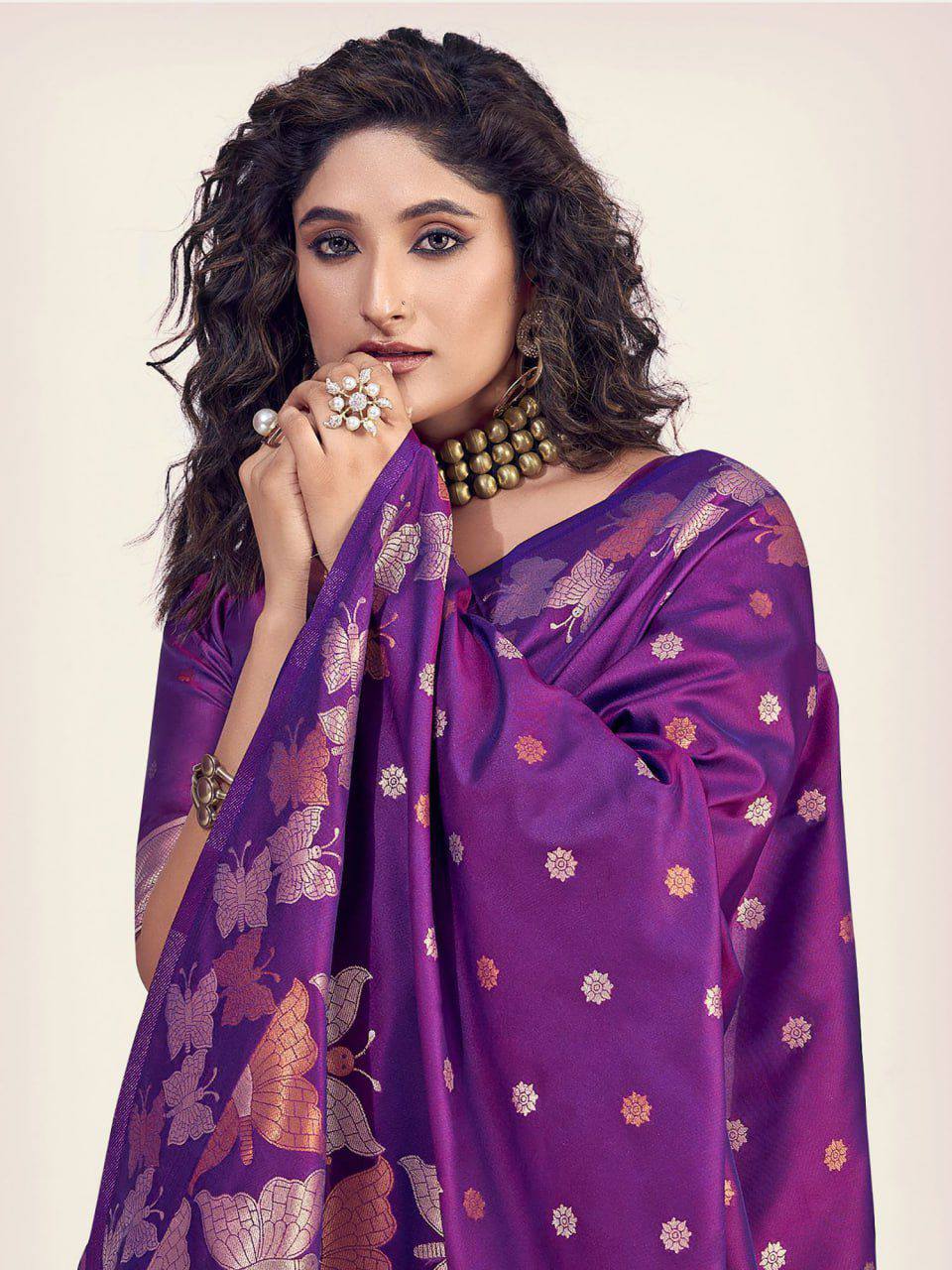 Soft Lichi Silk Saree with Butterfly Pallu