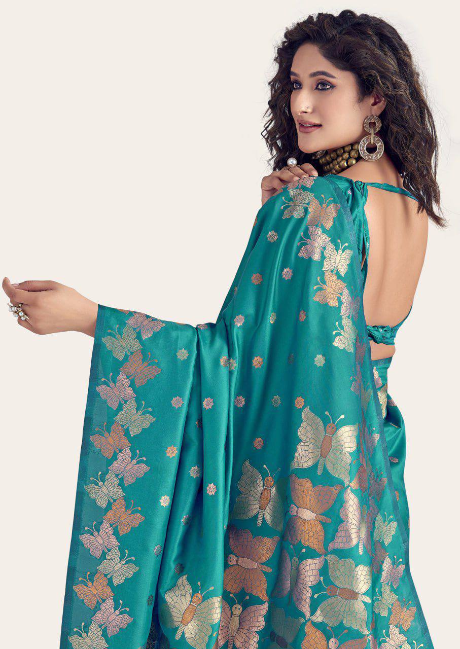 Soft Lichi Silk Saree with Butterfly Pallu