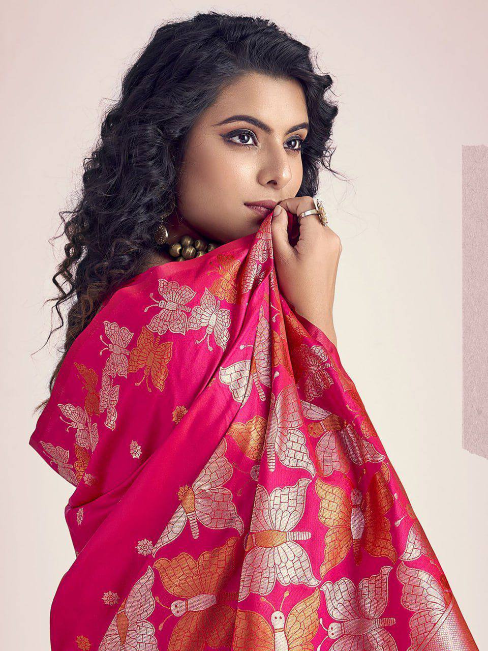 Soft Lichi Silk Saree with Butterfly Pallu