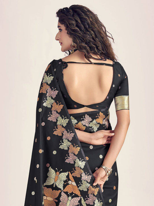Soft Lichi Silk Saree with Butterfly Pallu