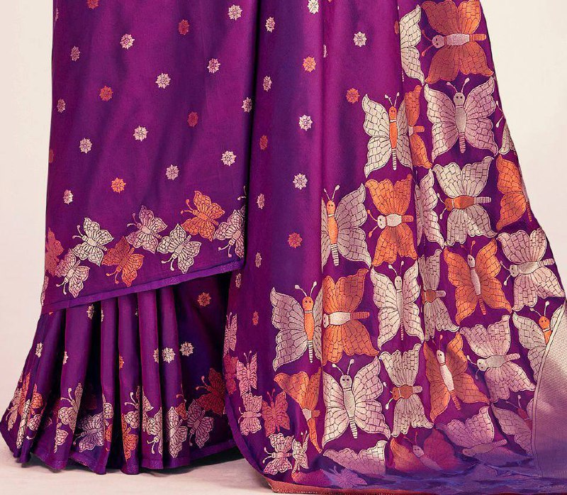 Soft Lichi Silk Saree with Butterfly Pallu