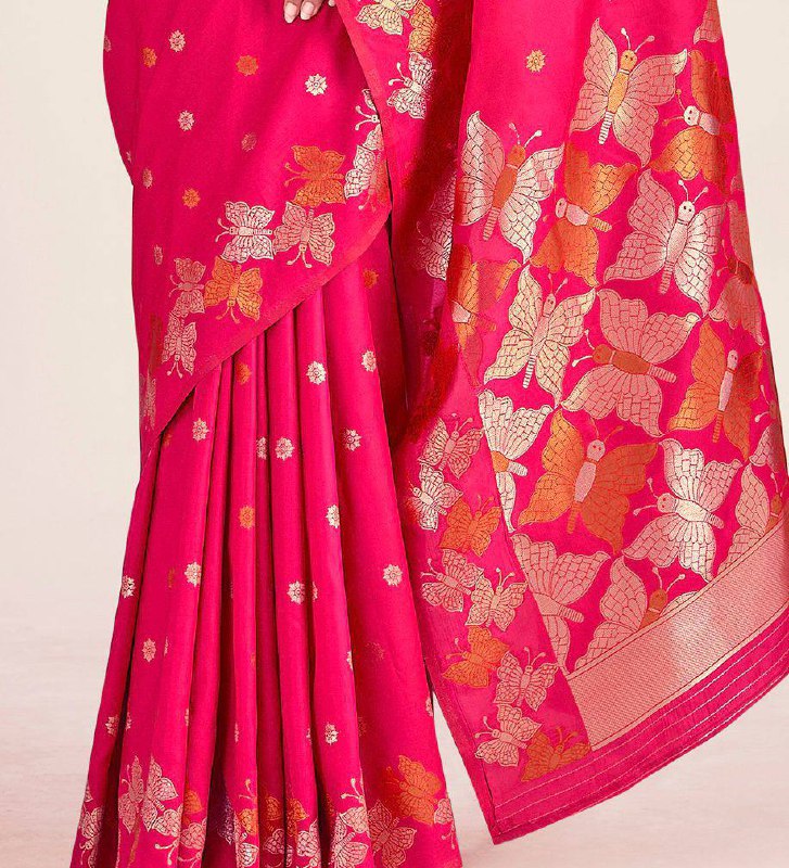 Soft Lichi Silk Saree with Butterfly Pallu