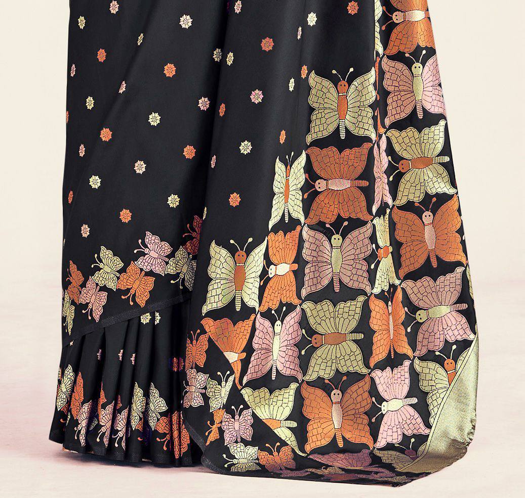 Soft Lichi Silk Saree with Butterfly Pallu