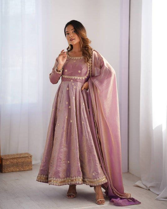 Fancy Silk Gown Set with Dupatta