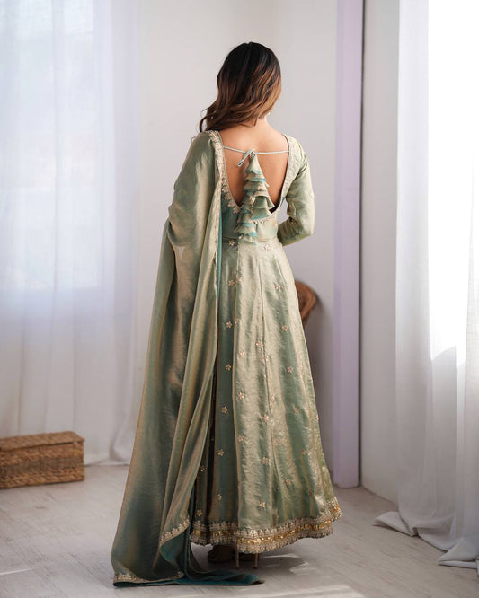 Fancy Silk Gown Set with Dupatta
