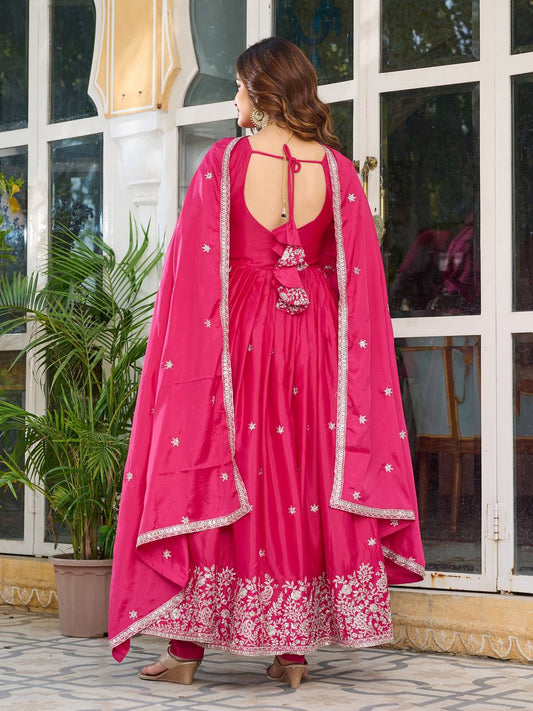 Silk Gown Set with Thread & Sequin Work
