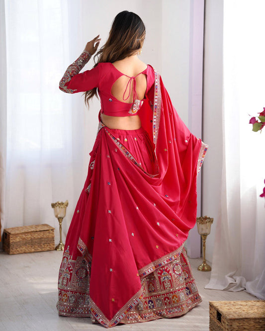 Silk Lehenga Set with Coding Dori, Thread & Sequin Work