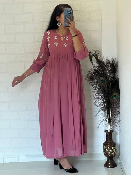 Georgette Dress with Khatli Maggam Handwork