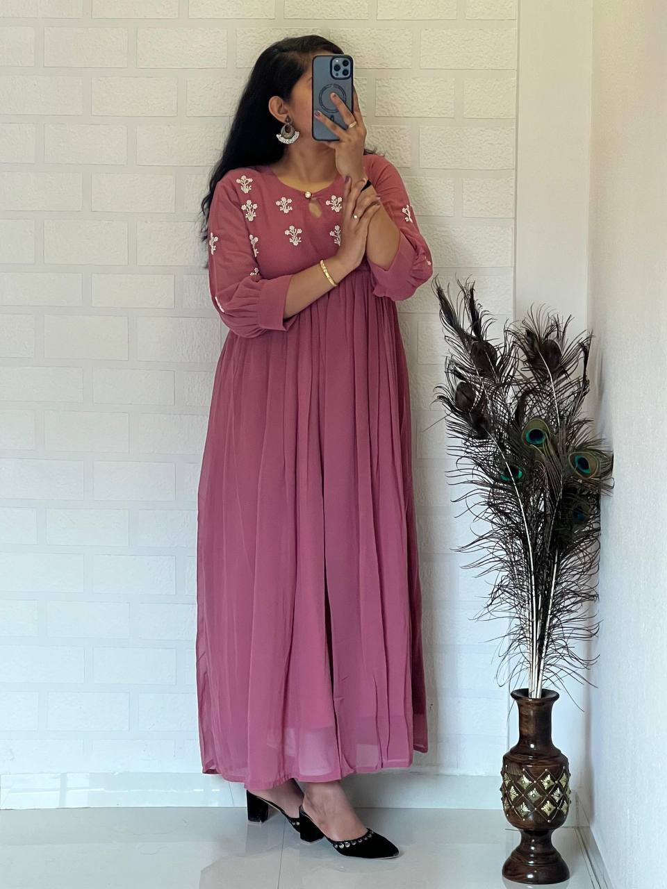 Georgette Dress with Khatli Maggam Handwork