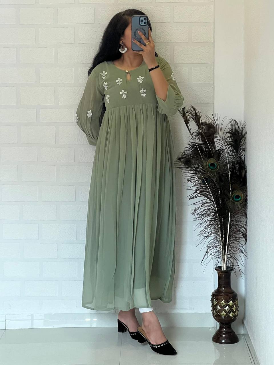 Georgette Dress with Khatli Maggam Handwork