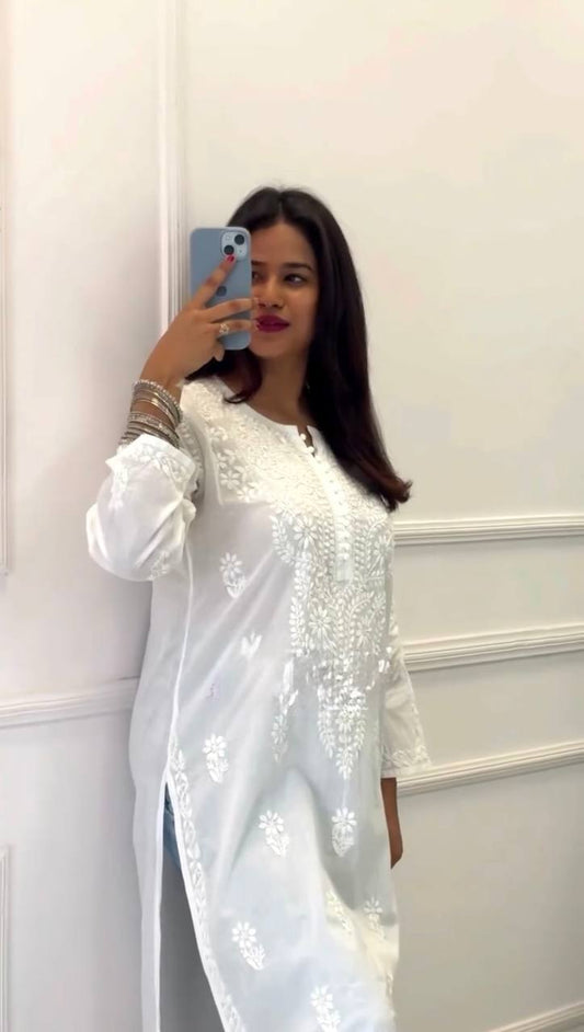 Georgette One-Piece Long Top with Thread Work