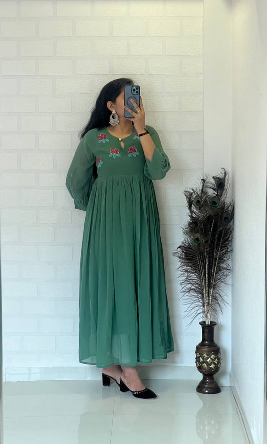 Georgette Dress with Khatli Maggam