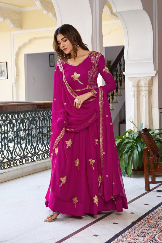 Georgette Gown with Pant & Dupatta – Sequin Embroidery Work