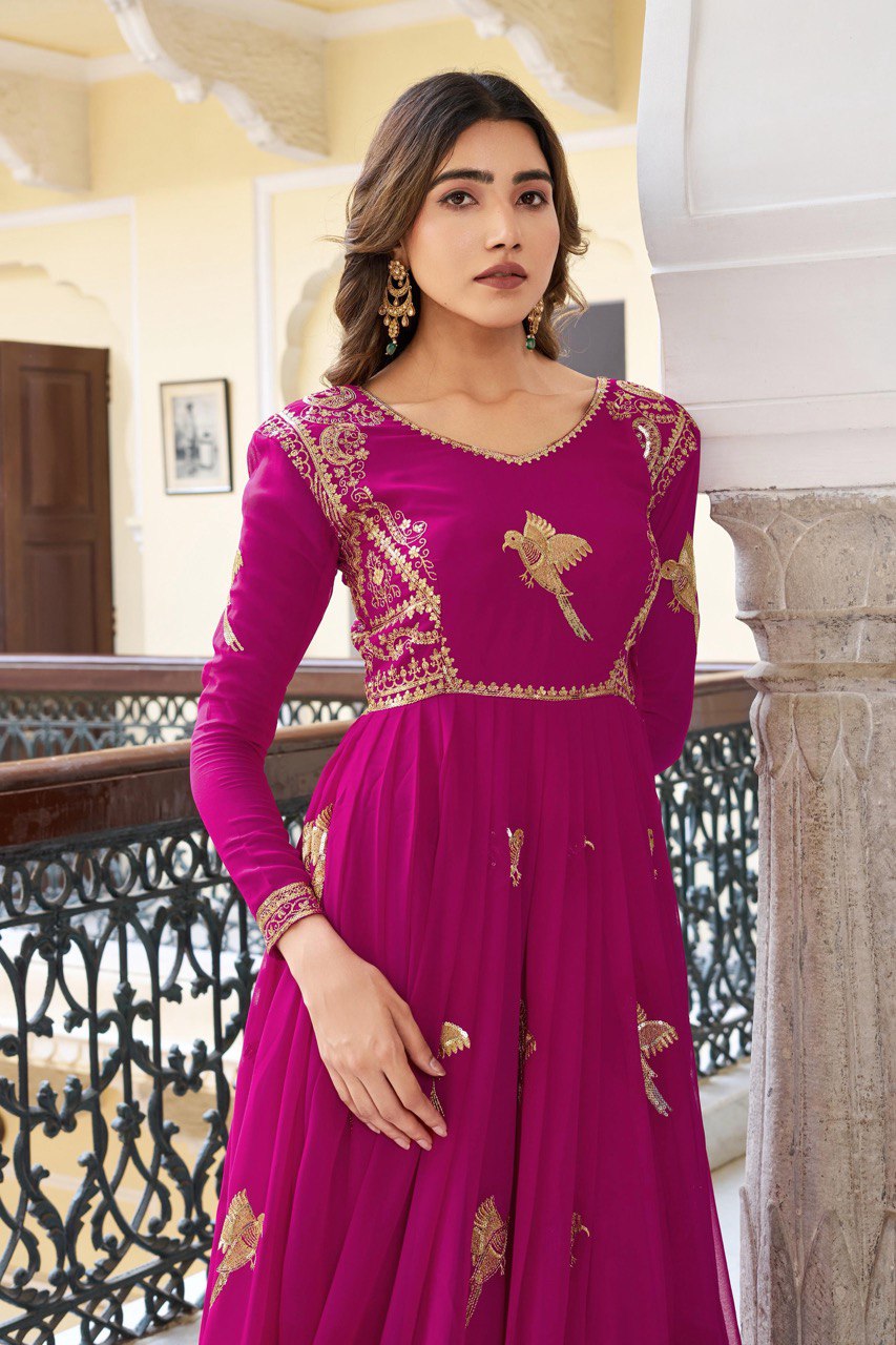 Georgette Gown with Pant & Dupatta – Sequin Embroidery Work