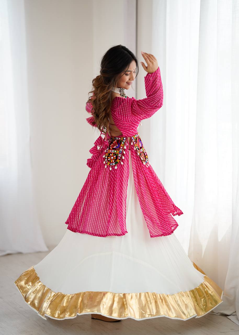 Georgette Top with Butter Silk Lehenga