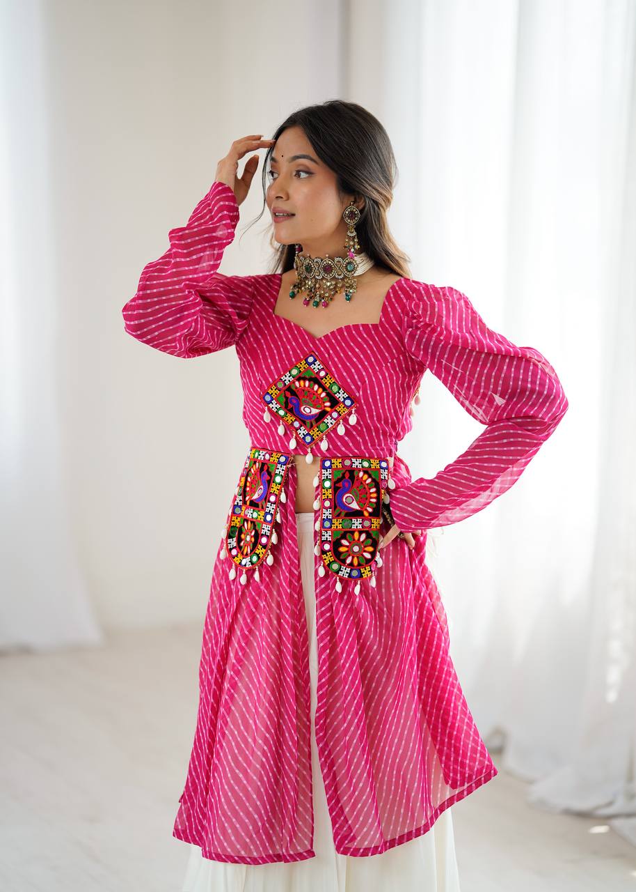 Georgette Top with Butter Silk Lehenga
