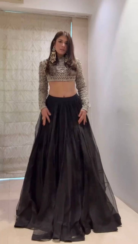Tabby Organza Lehenga with 4-Meter Flair & Sequin Detailed Blouse