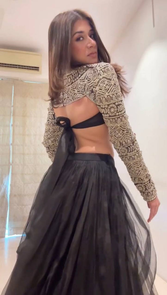 Tabby Organza Lehenga with 4-Meter Flair & Sequin Detailed Blouse