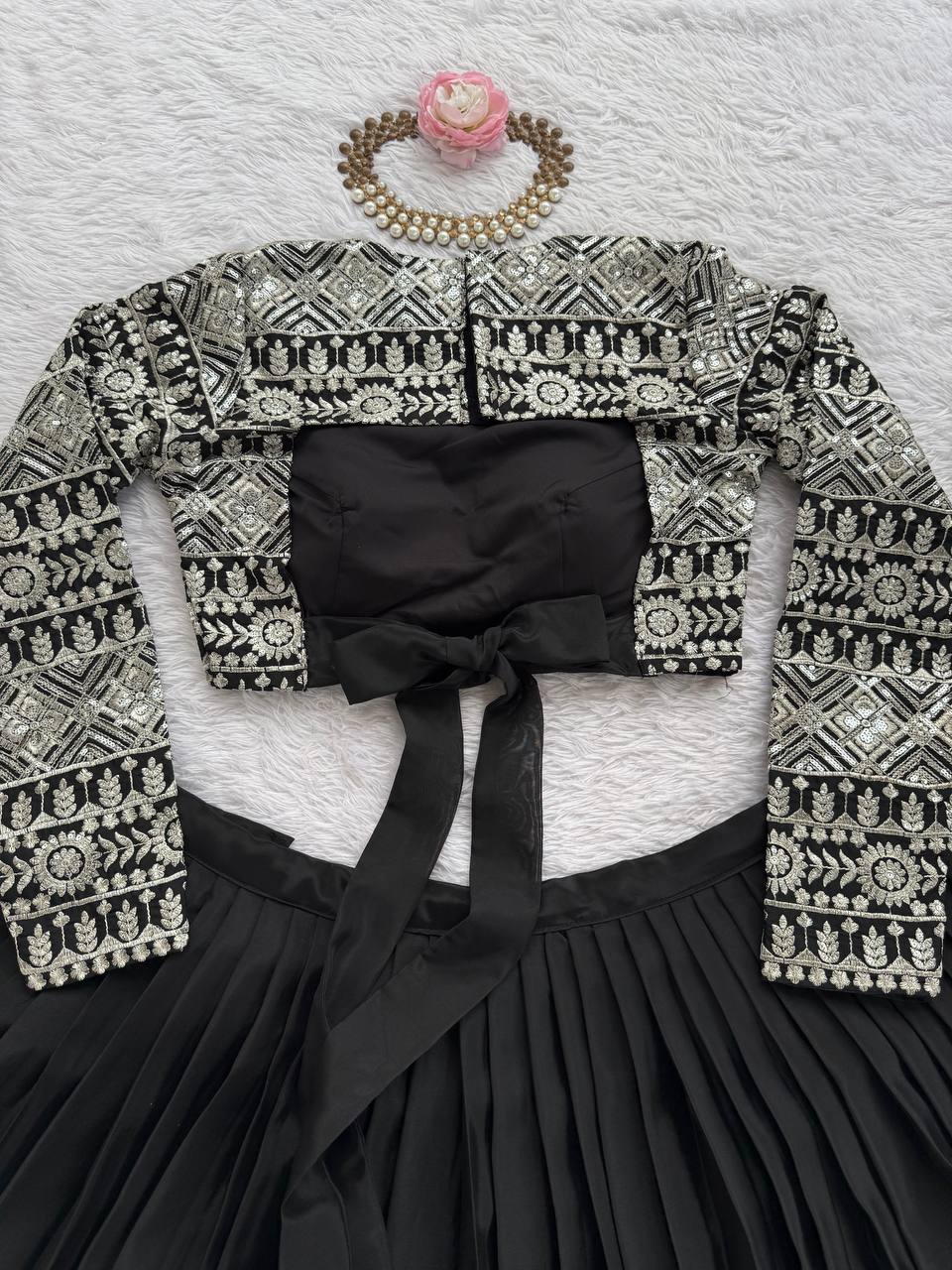 Tabby Organza Lehenga with 4-Meter Flair & Sequin Detailed Blouse