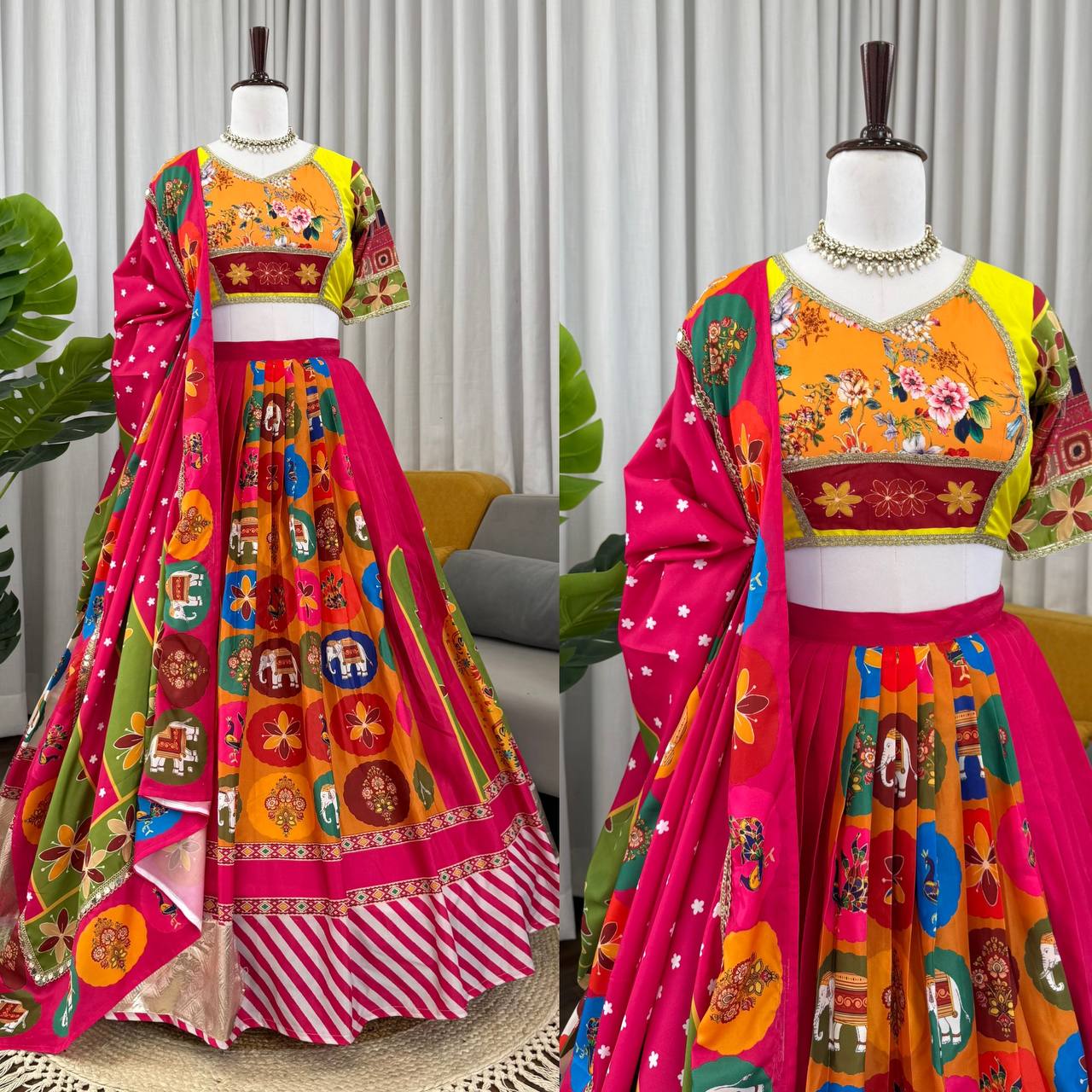 Lehenga Set with Digital Print & 4-Meter Flair