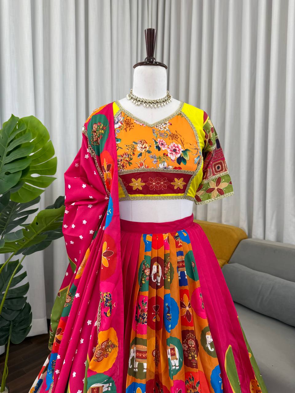 Lehenga Set with Digital Print & 4-Meter Flair