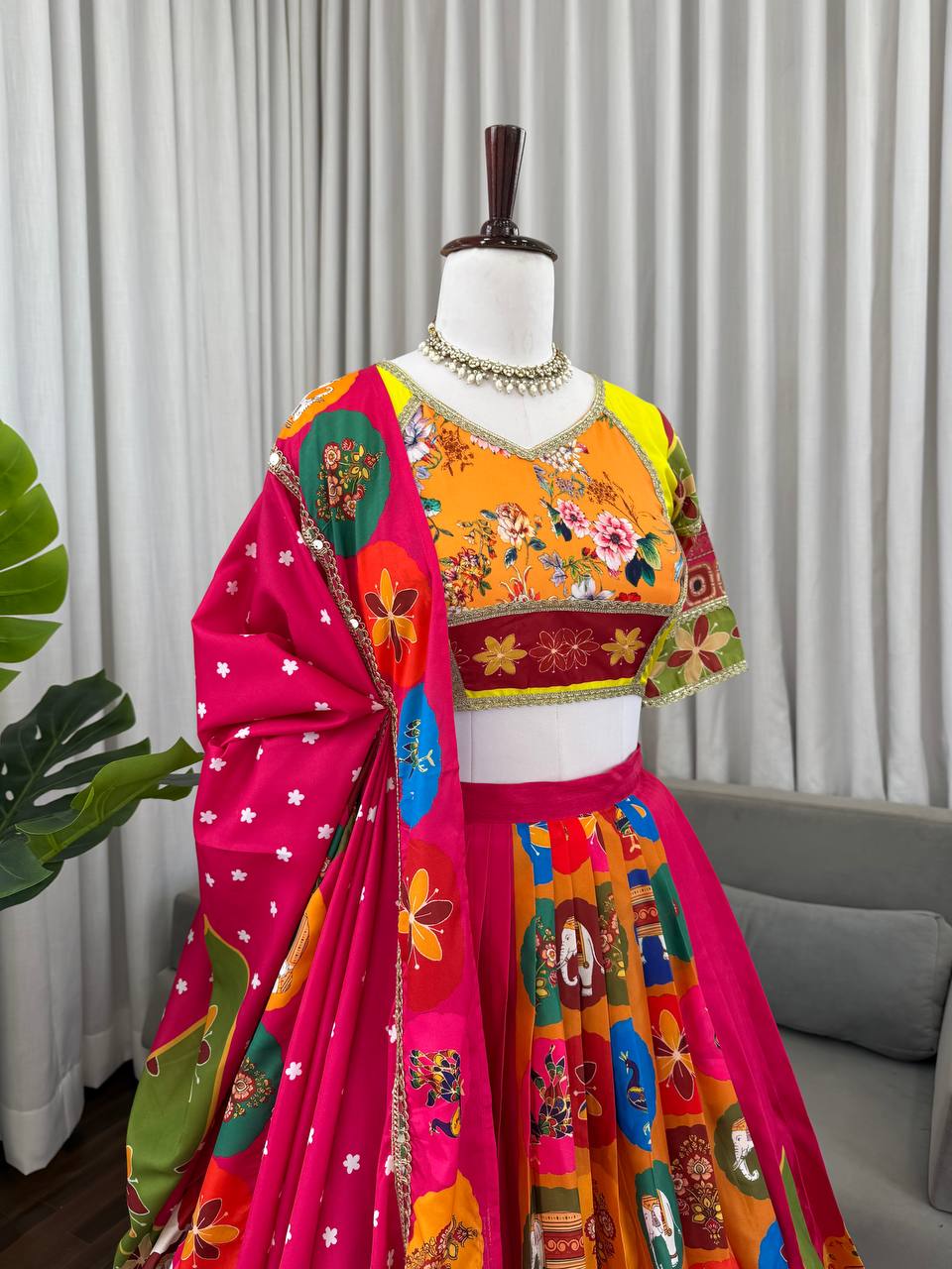 Lehenga Set with Digital Print & 4-Meter Flair