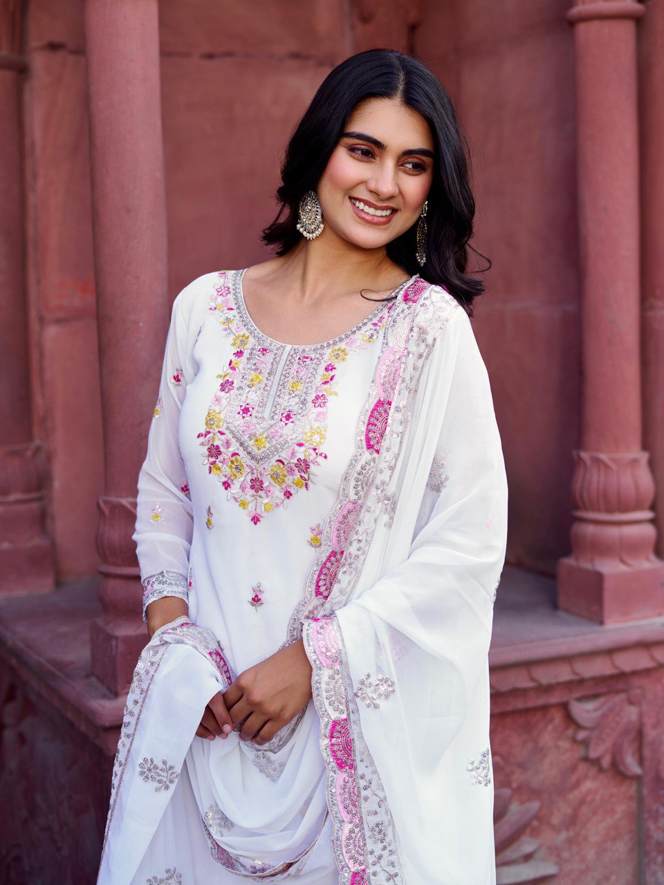 Georgette Sharara Set with Thread & Sequin Work