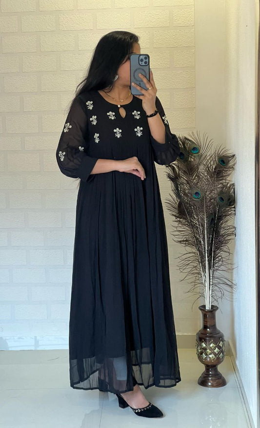 Georgette Dress with Khatli Maggam Handwork