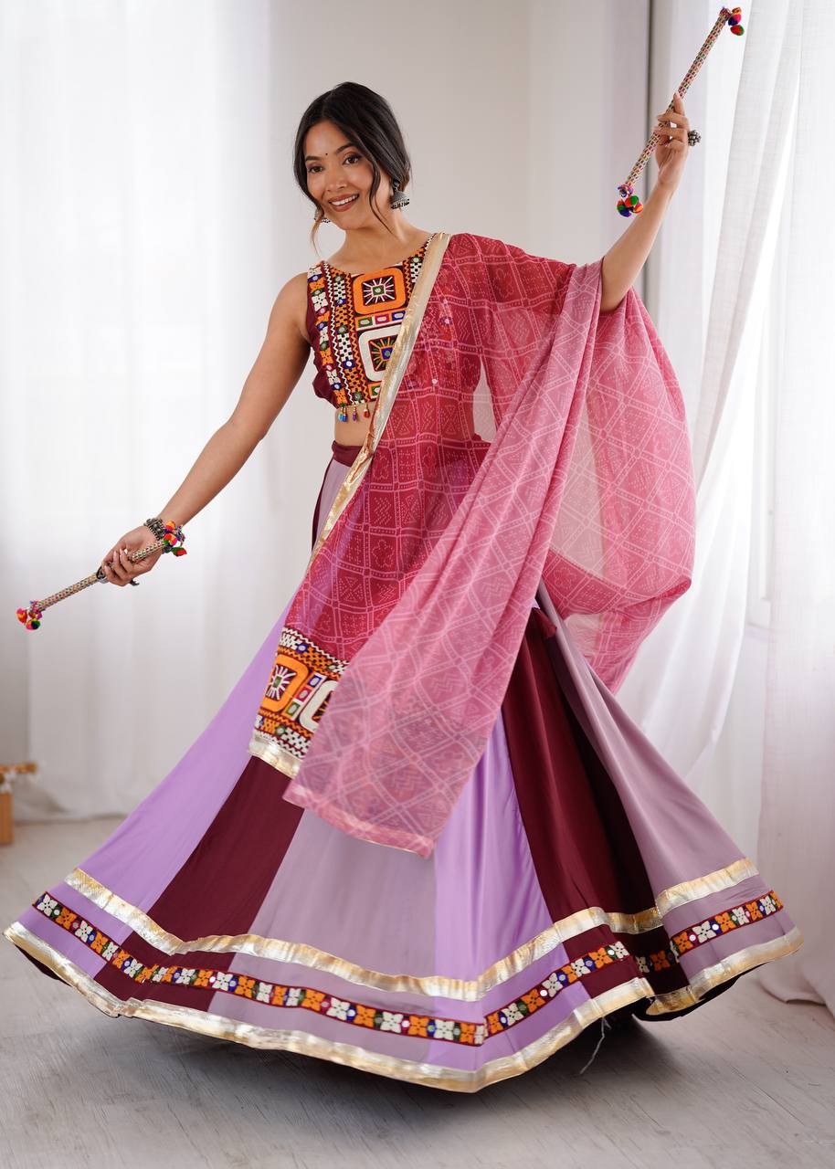 Heavy Rayon Lehenga Choli with Mirror Work & Digital Print Dupatta