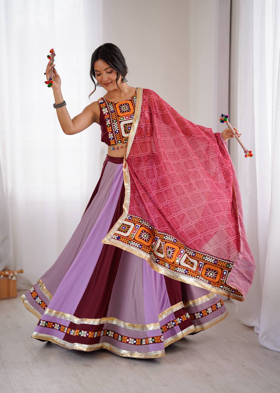 Heavy Rayon Lehenga Choli with Mirror Work & Digital Print Dupatta