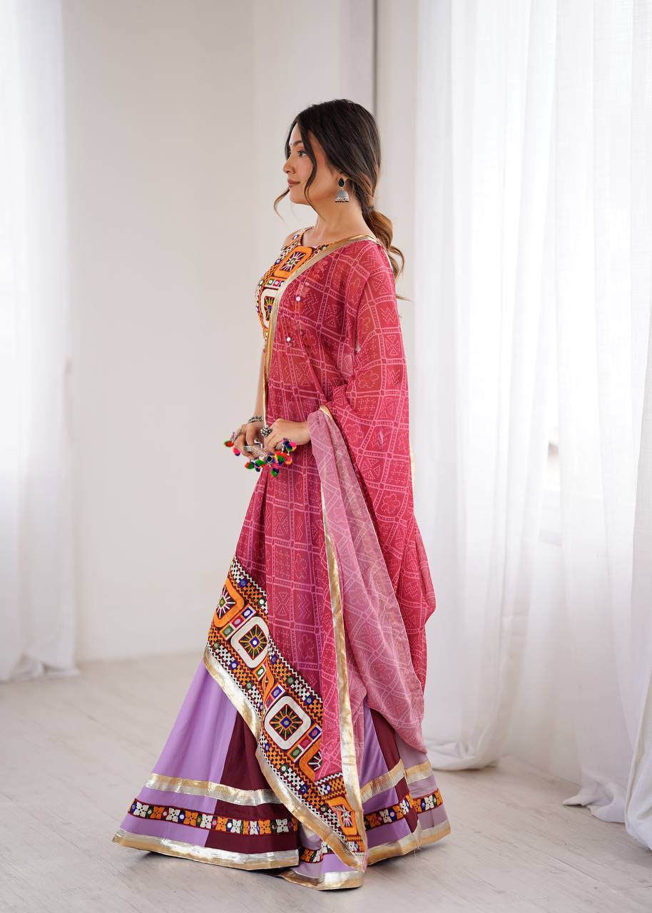Heavy Rayon Lehenga Choli with Mirror Work & Digital Print Dupatta