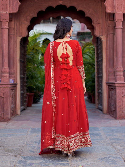 Georgette Gown Set with Front & Back Embroidery