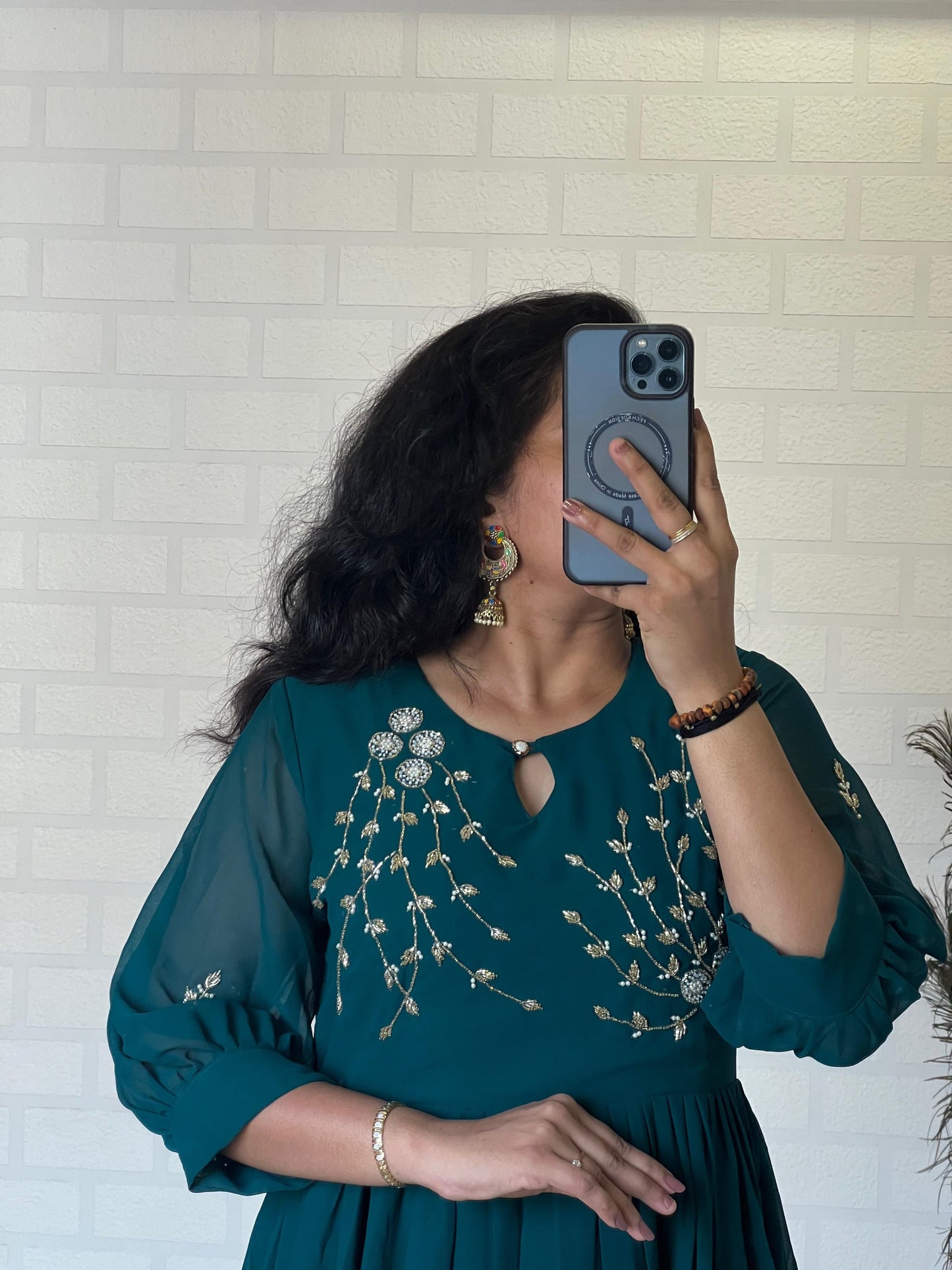 Blooming Georgette Dress with Khatli Maggam