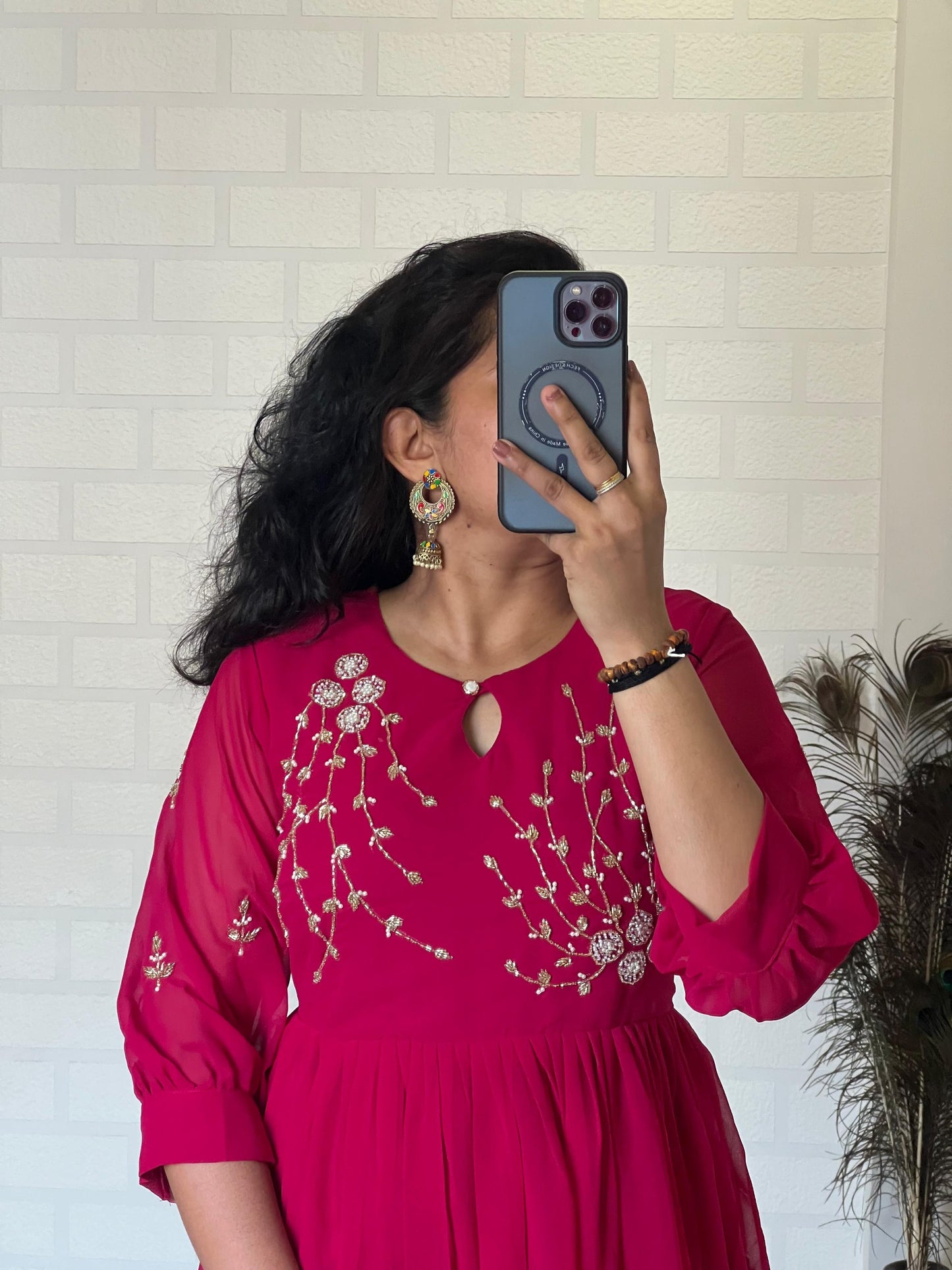 Blooming Georgette Dress with Khatli Maggam