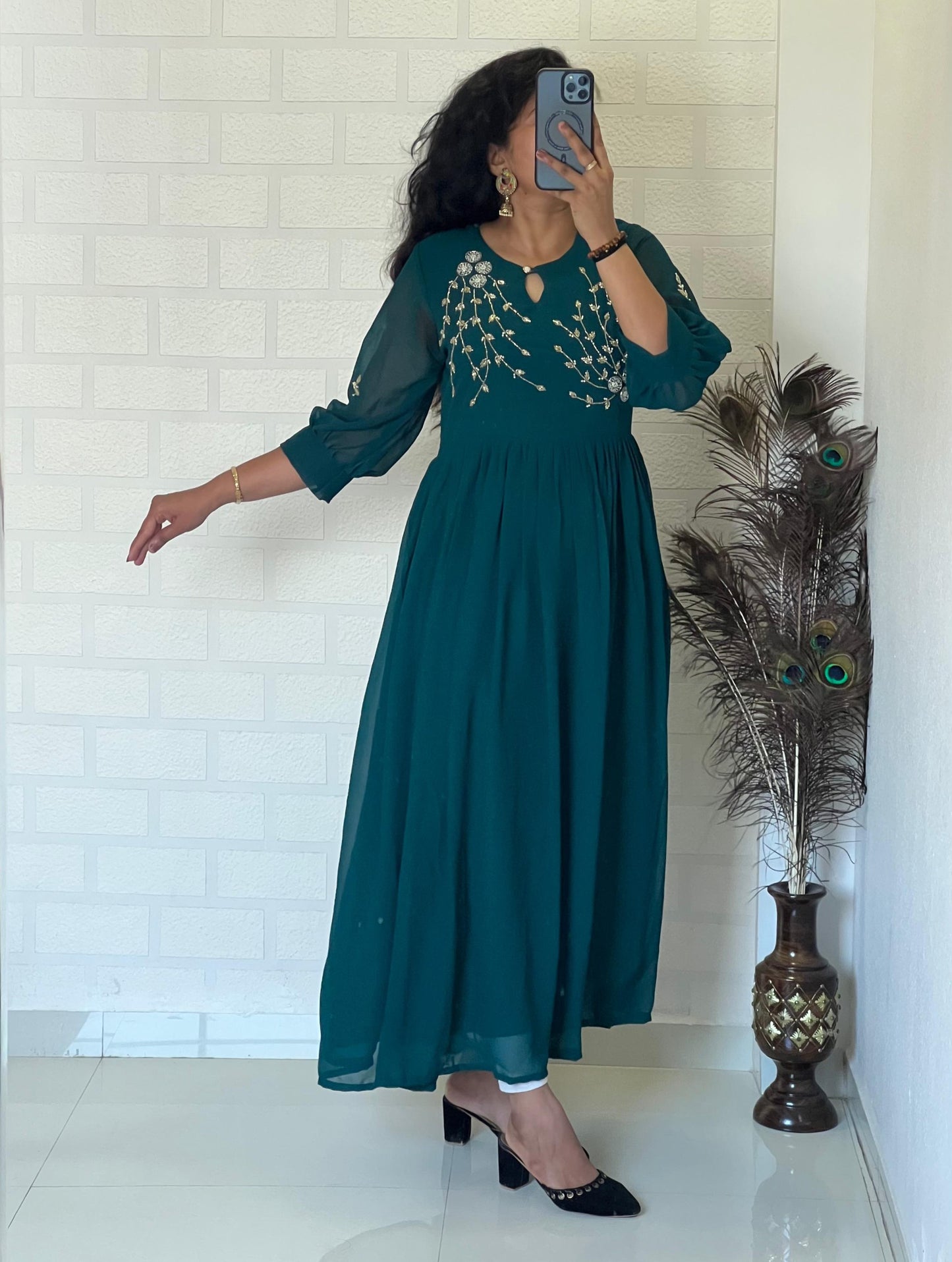 Blooming Georgette Dress with Khatli Maggam