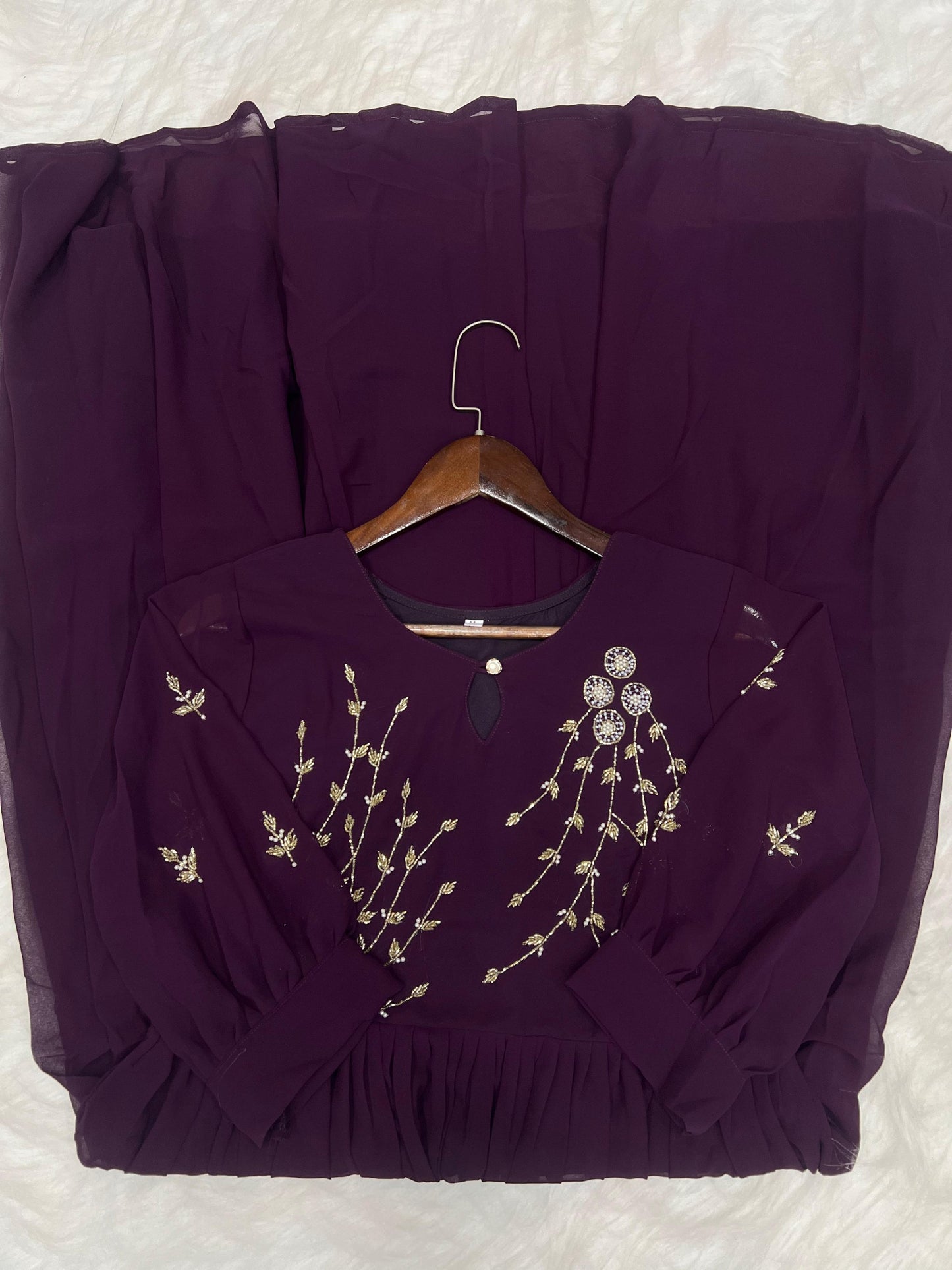 Blooming Georgette Dress with Khatli Maggam