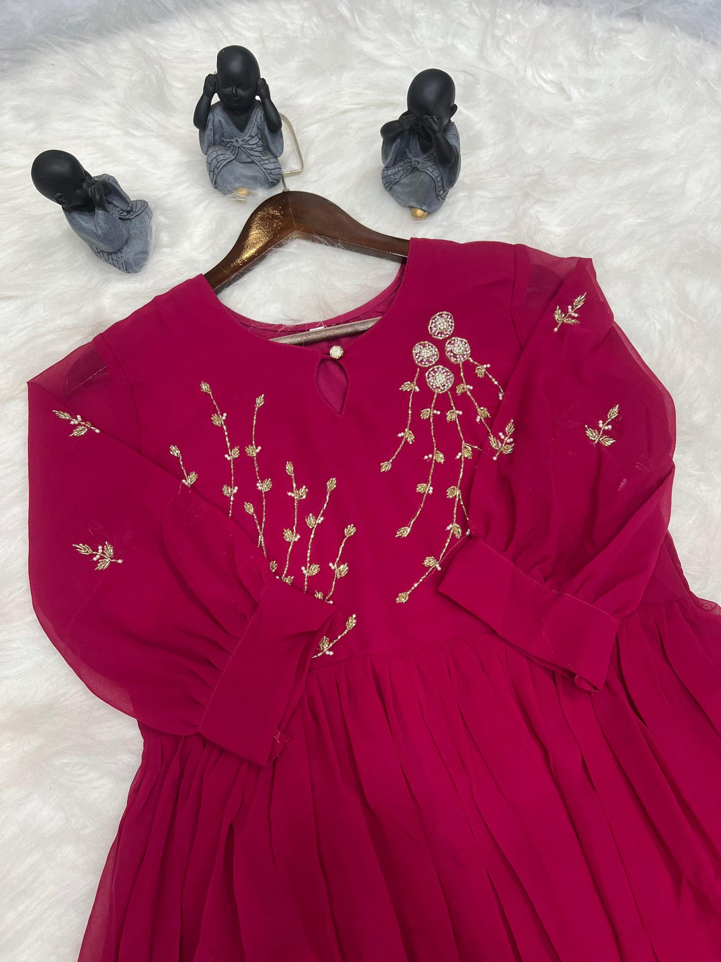Blooming Georgette Dress with Khatli Maggam