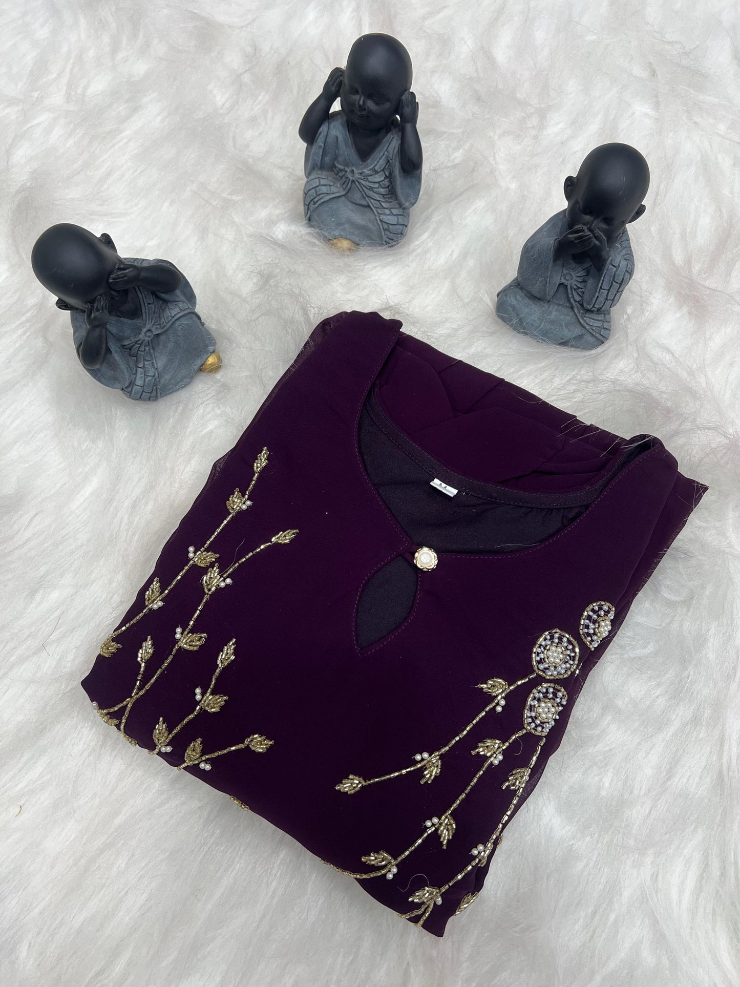 Blooming Georgette Dress with Khatli Maggam