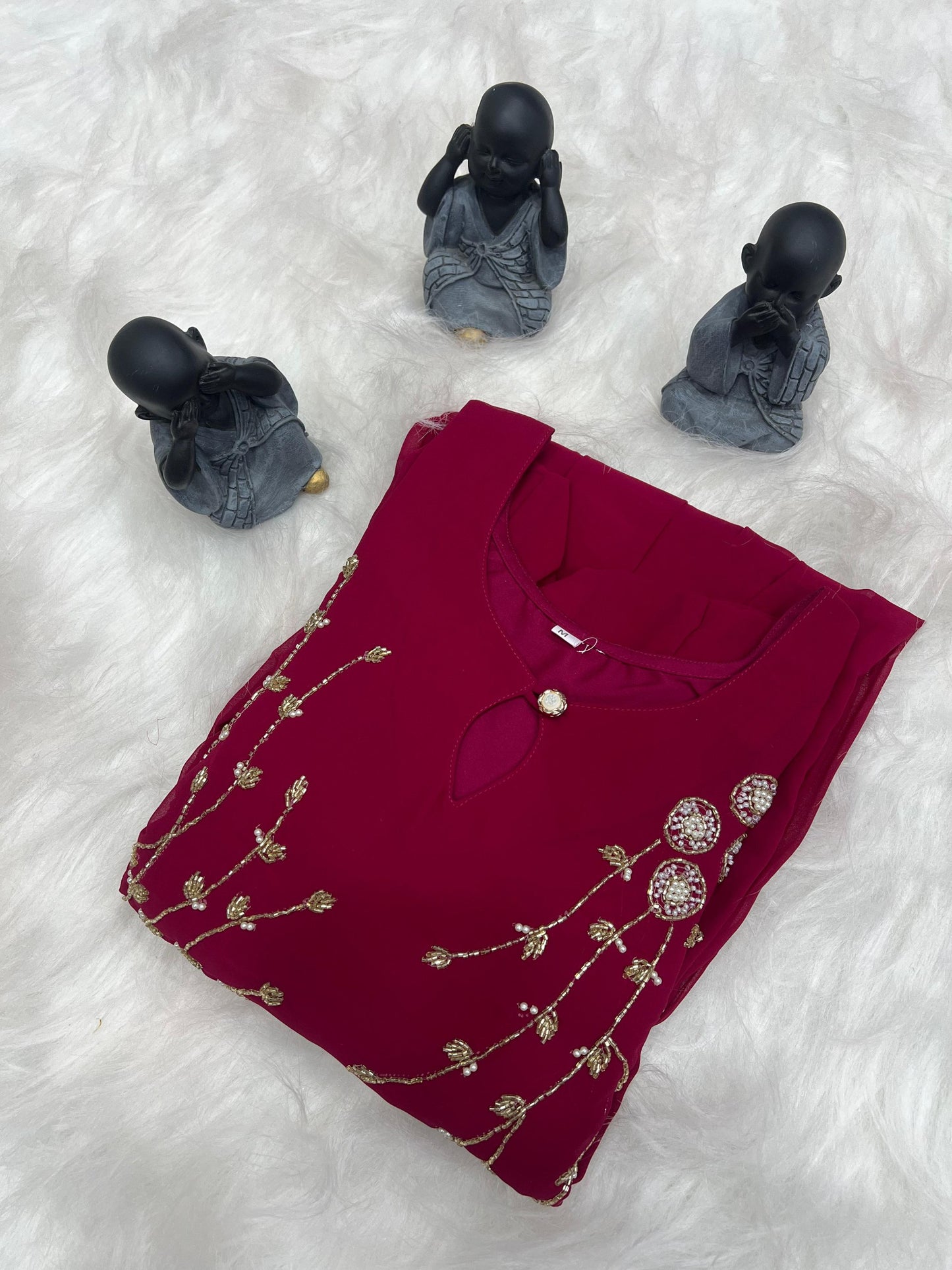 Blooming Georgette Dress with Khatli Maggam