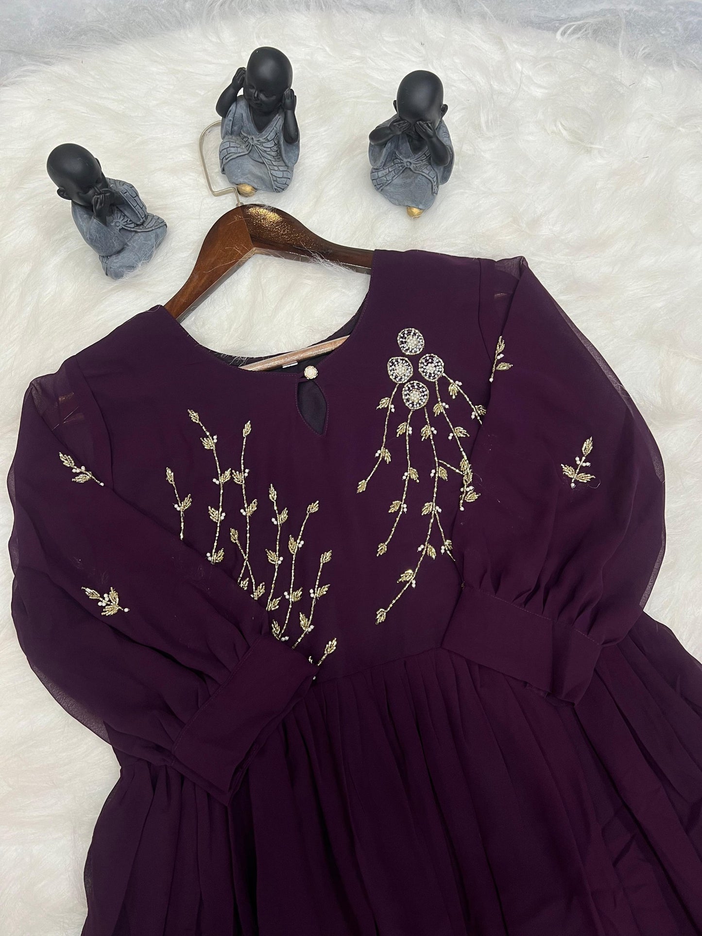 Blooming Georgette Dress with Khatli Maggam
