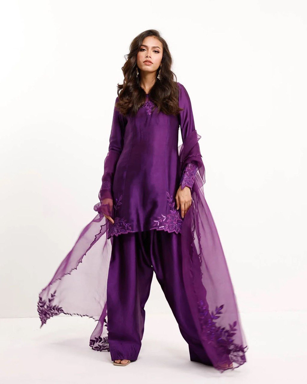 Suit Set with Beaded Dupatta & Farshi Salwar