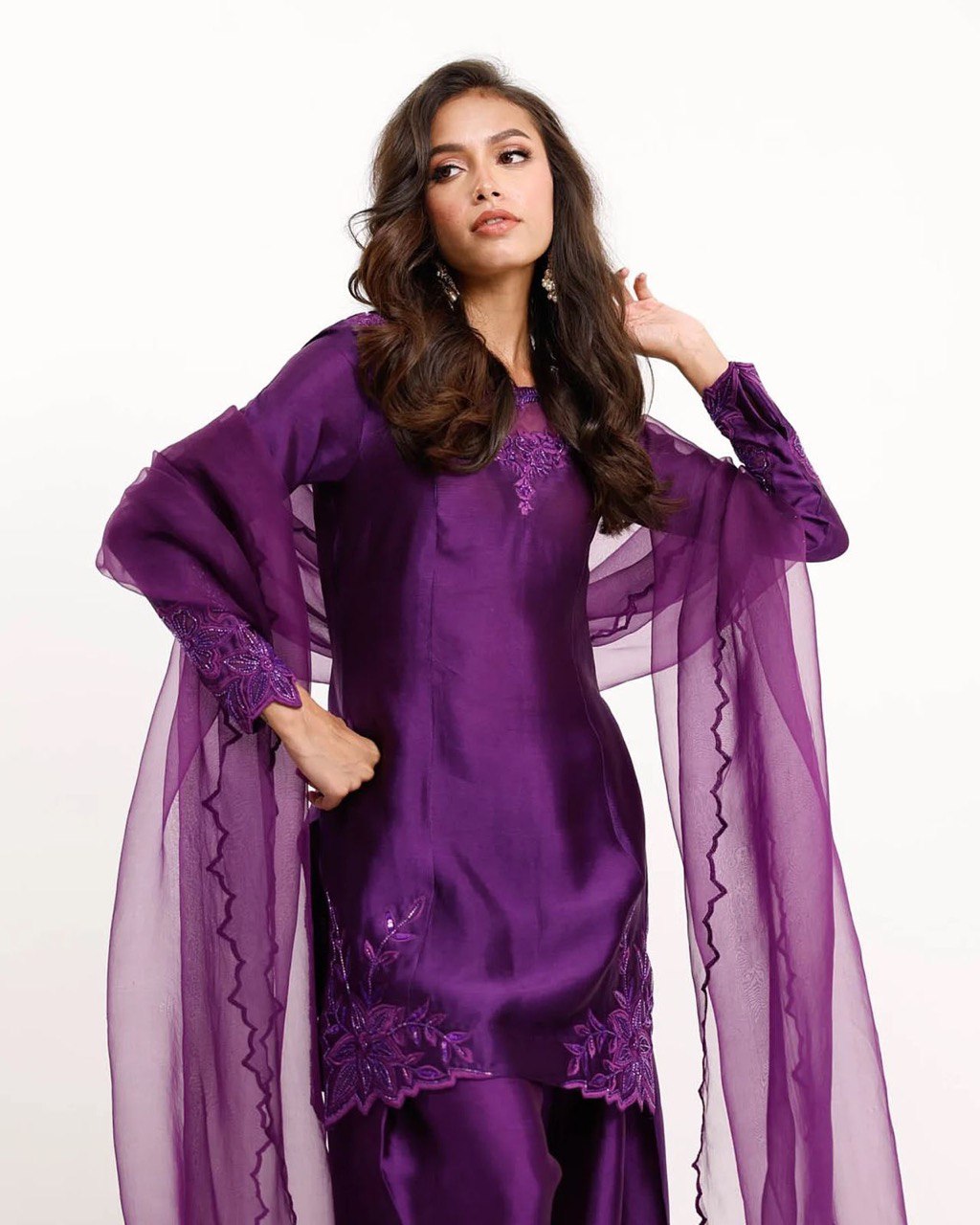 Suit Set with Beaded Dupatta & Farshi Salwar