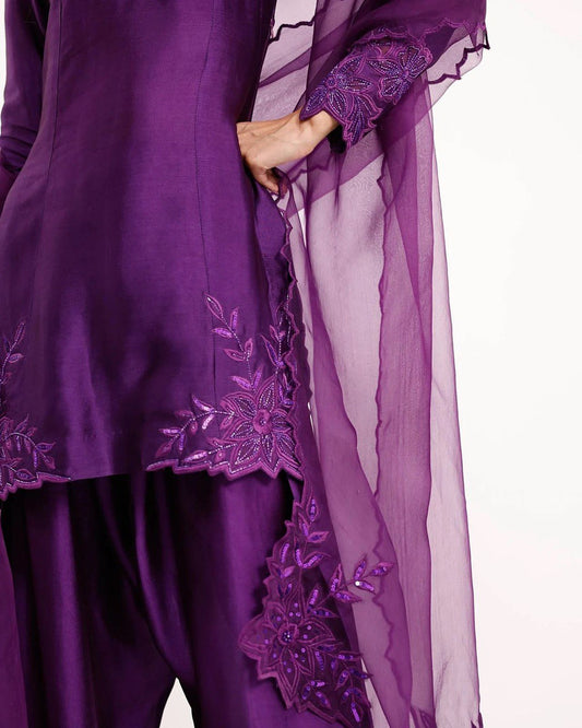 Suit Set with Beaded Dupatta & Farshi Salwar