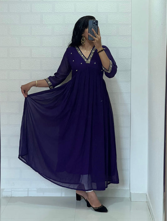 Georgette Dress with Khatli Maggam Handwork