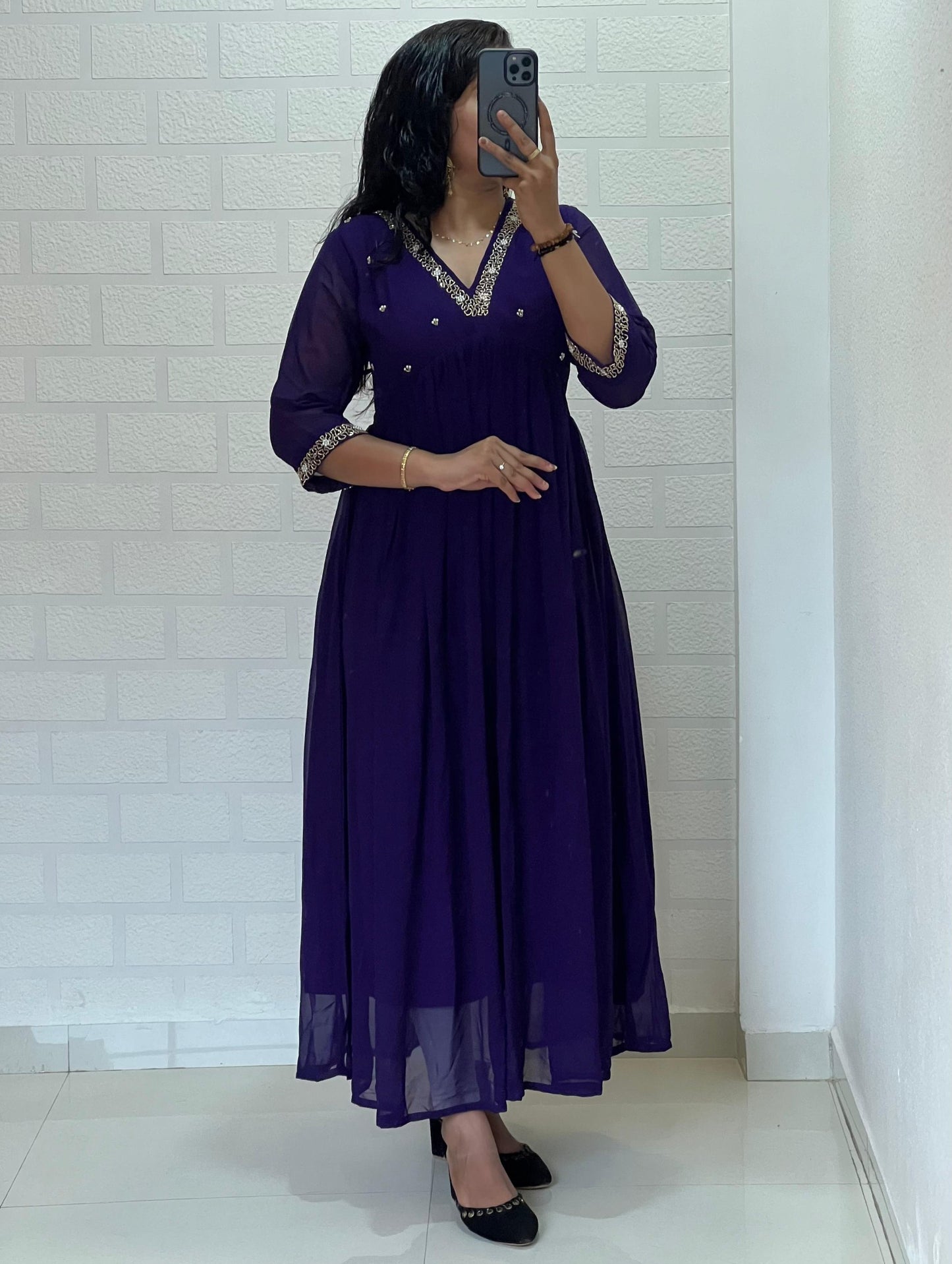 Georgette Dress with Khatli Maggam Handwork