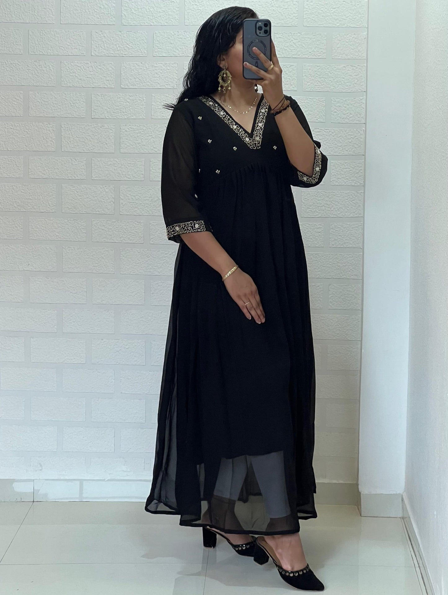 Georgette Dress with Khatli Maggam Handwork