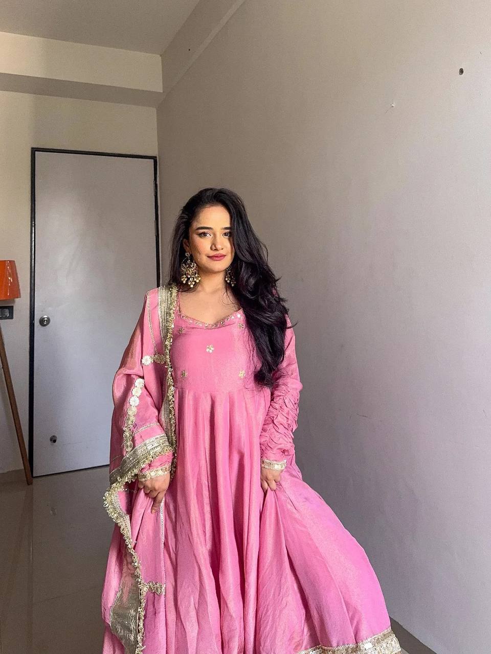 Thread & Sequin Work Suit Set with Dupatta and Pant